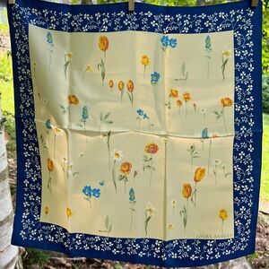 Laura Ashley Yellow, Blue and Navy Floral Scarf